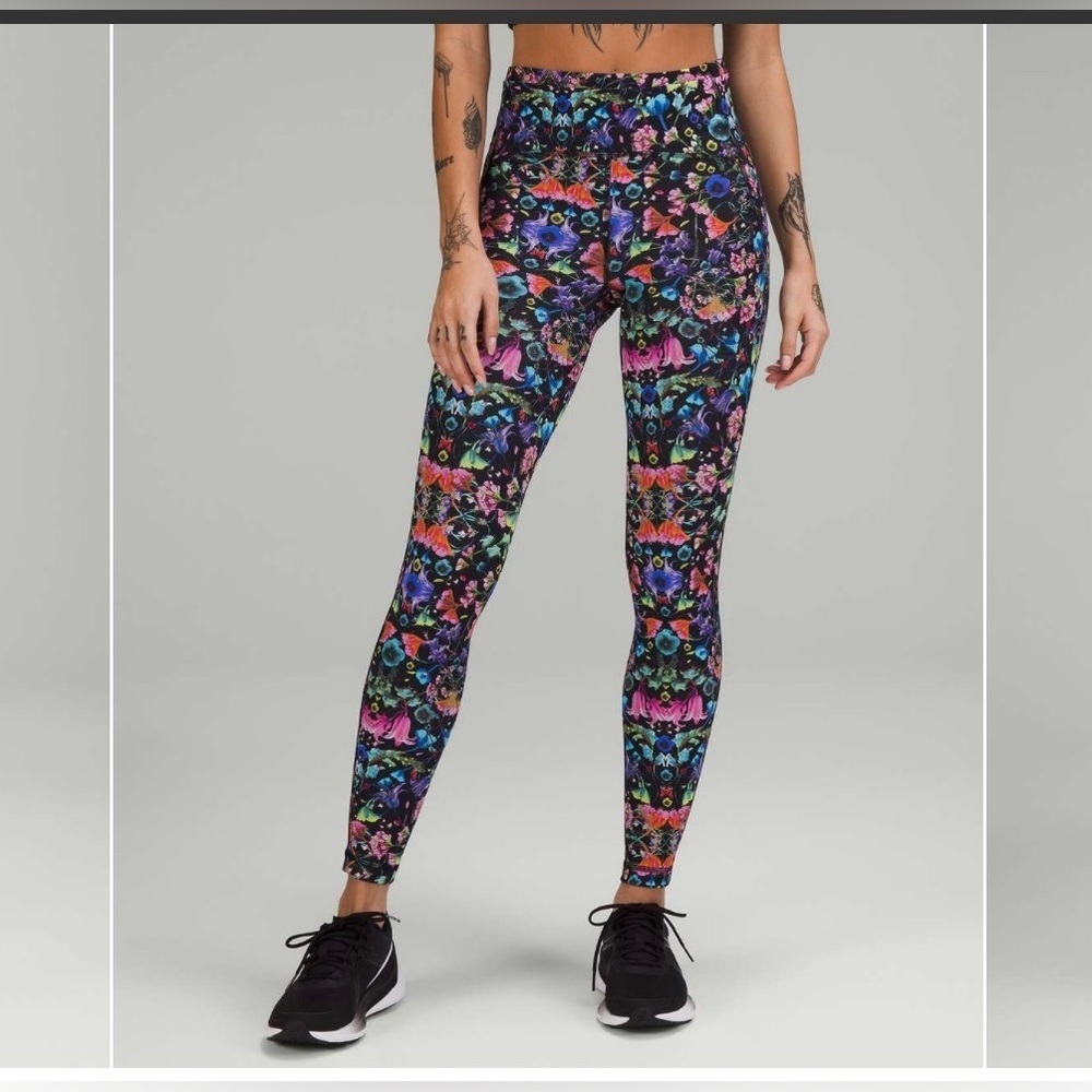 Lululemon Swift Speed High-Rise 28" Flowerscope Black Multi Leggings Size 4